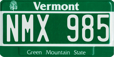 VT license plate NMX985