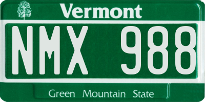 VT license plate NMX988