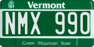 VT license plate NMX990