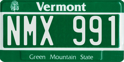 VT license plate NMX991
