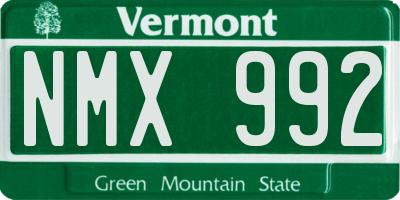 VT license plate NMX992
