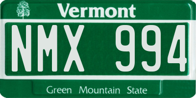 VT license plate NMX994