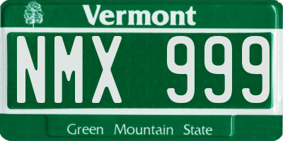 VT license plate NMX999