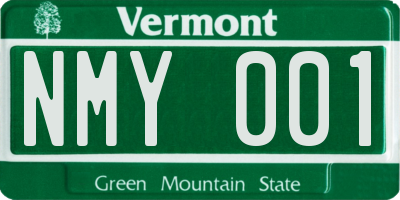 VT license plate NMY001
