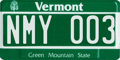 VT license plate NMY003