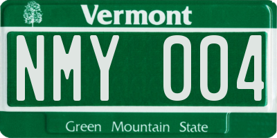 VT license plate NMY004