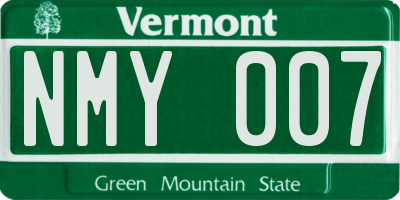 VT license plate NMY007