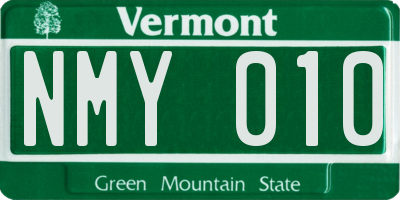 VT license plate NMY010