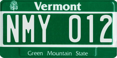 VT license plate NMY012