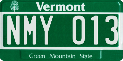 VT license plate NMY013
