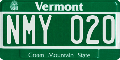 VT license plate NMY020