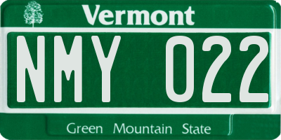 VT license plate NMY022