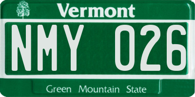 VT license plate NMY026