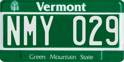 VT license plate NMY029