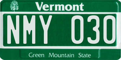 VT license plate NMY030