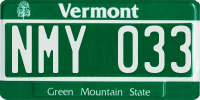 VT license plate NMY033