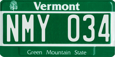 VT license plate NMY034
