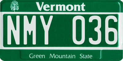 VT license plate NMY036