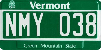 VT license plate NMY038
