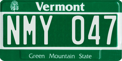 VT license plate NMY047