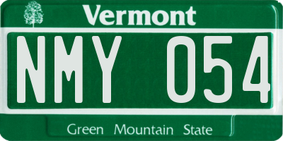 VT license plate NMY054