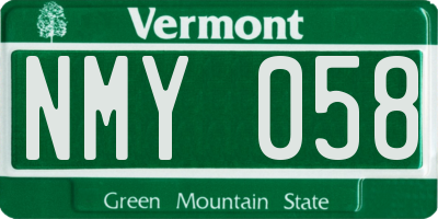 VT license plate NMY058
