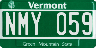 VT license plate NMY059