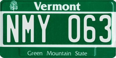VT license plate NMY063