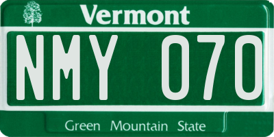 VT license plate NMY070