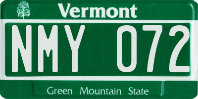 VT license plate NMY072
