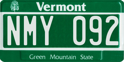 VT license plate NMY092