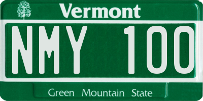 VT license plate NMY100