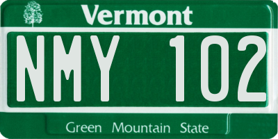 VT license plate NMY102