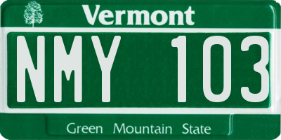 VT license plate NMY103