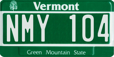 VT license plate NMY104
