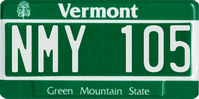 VT license plate NMY105