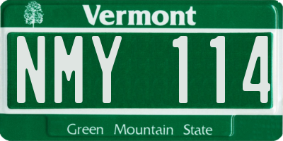VT license plate NMY114