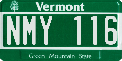 VT license plate NMY116