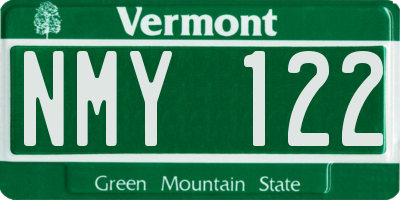 VT license plate NMY122