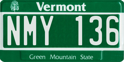 VT license plate NMY136