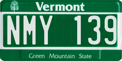 VT license plate NMY139