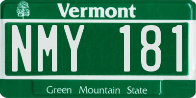 VT license plate NMY181