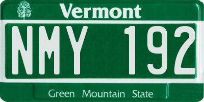 VT license plate NMY192