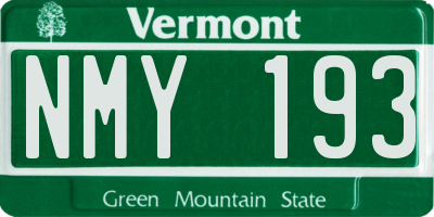 VT license plate NMY193