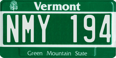 VT license plate NMY194