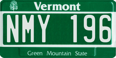 VT license plate NMY196