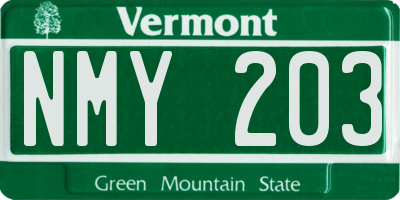 VT license plate NMY203