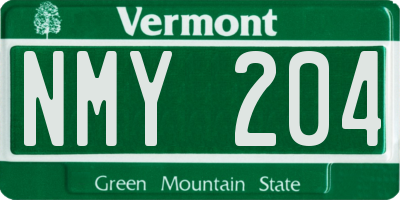 VT license plate NMY204