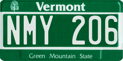 VT license plate NMY206