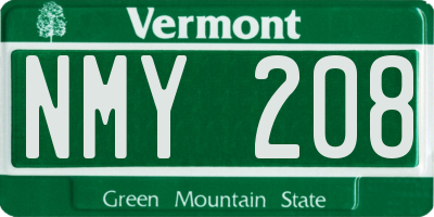 VT license plate NMY208